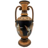 Victorian Grecian style twin handled vase by Samuel Alcock & Co depicting 'The Nuptials of Paris & H