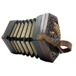 Lachenal of London concertina with twenty one bone buttons No.108826 in original box