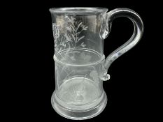 19th century ale glass etched with hops