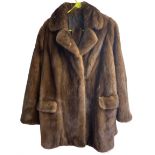 Mink half length fur coat with waist tie and paisley silk lining