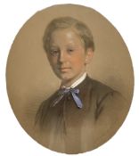 Anton H�hnisch [Hahnisch] (Austrian 1817-1897): Oval Portrait of a Victorian Young Man