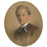 Anton H�hnisch [Hahnisch] (Austrian 1817-1897): Oval Portrait of a Victorian Young Man