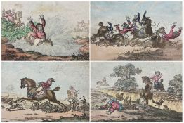 James Gillray (British 1756-1815): 'Hounds Finding' 'Hounds in Full Cry' 'Hounds Throwing-Off' and '