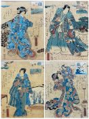 Utagawa Kunisada (Toyokuni III) (Japanese 1786-1865): 'Tokonatsu' 'Suetsumuhana' 'Suma' 'Hatsune' 'A