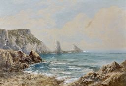 William Henry Dyer (British fl.1890-1930): Coastal Scene with Seagulls