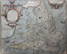 Humphrey Llwyd (Lhuyd) (Welsh 1527-1568): 'Angliae Regni Florentissimi Nova Descriptio' - New map of