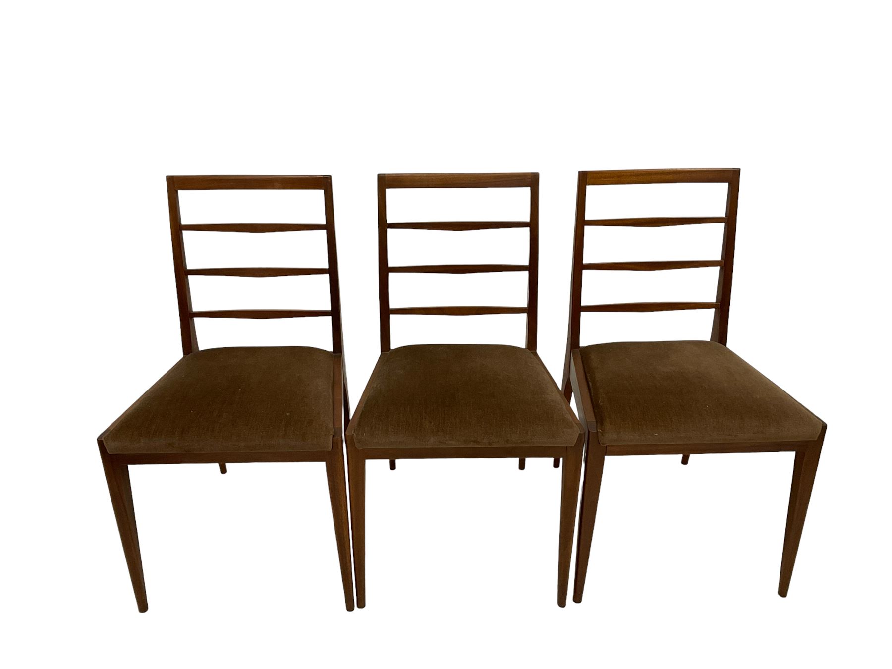 Greaves & Thomas - Teak extending dining table together with set six teak ladder back chairs of simi - Image 9 of 13