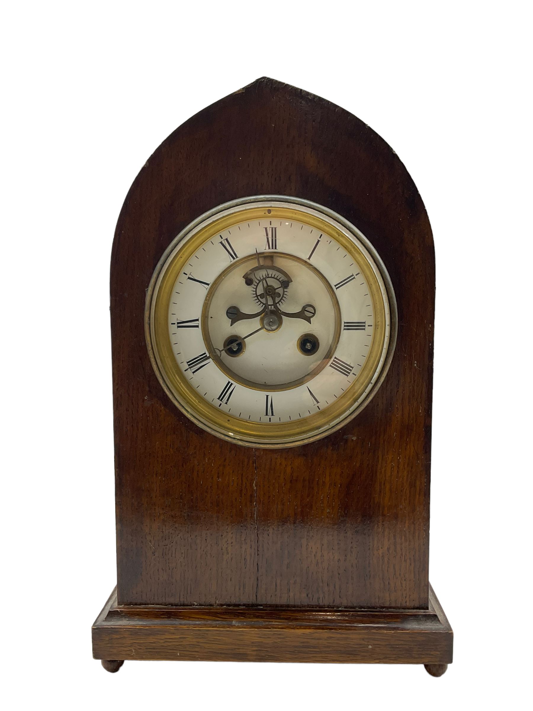 Two French 19th century lancet cased mahgogany 8-day mantle clocks - Image 2 of 4