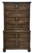 18th century design oak chest on chest