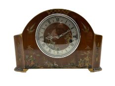 Enfield - English 20th century 8-day Westminster chiming mantle clock in a mahogany and chinoiserie