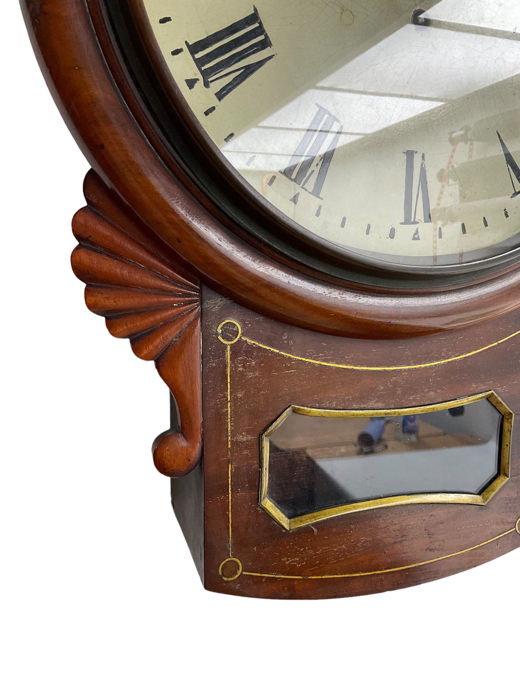 English - William IV drop dial 8-day fusee wall clock in a mahogany case - Image 3 of 4