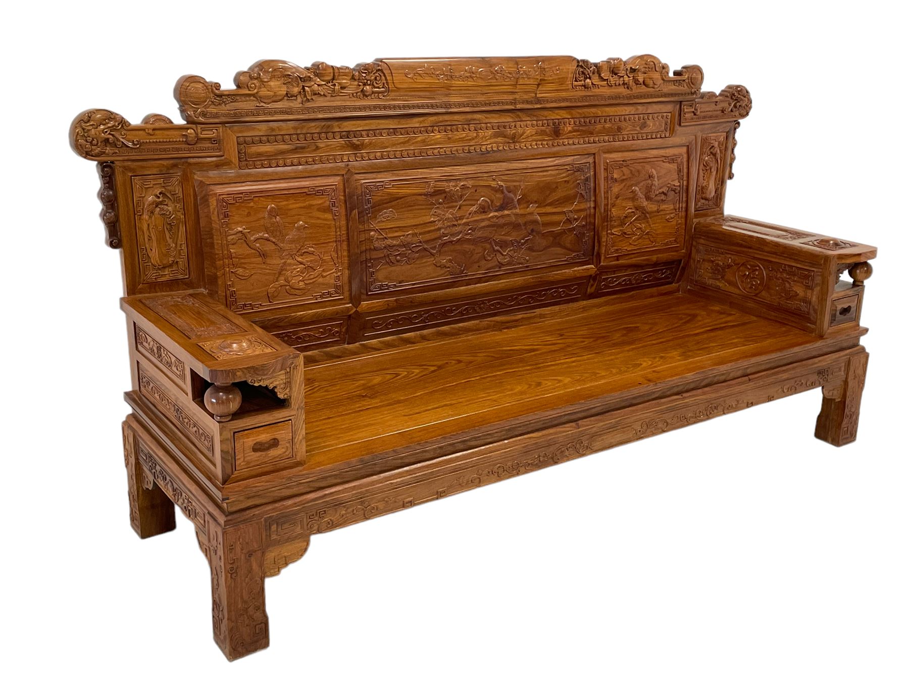 Chinese Imperial style hardwood throne room settee or sofa - Image 2 of 9