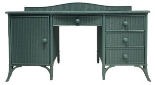 Lloyd Loom of Spalding - wicker dressing table or sideboard painted in teal