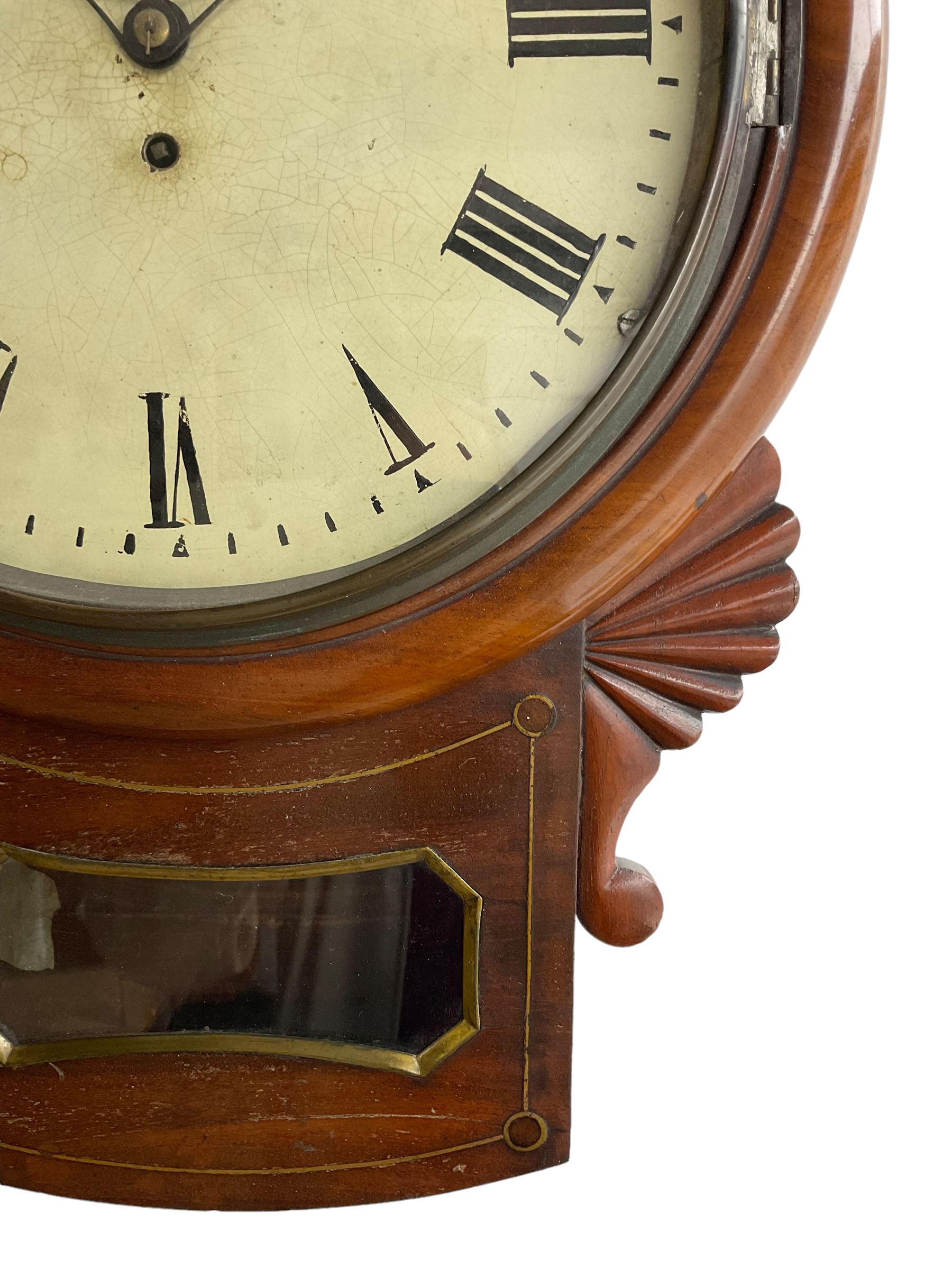 English - William IV drop dial 8-day fusee wall clock in a mahogany case - Image 4 of 4
