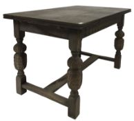 18th century design oak draw leaf dining table