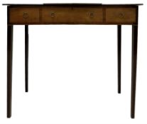 George III style mahogany and satinwood-banded dressing side table with three dummy drawers