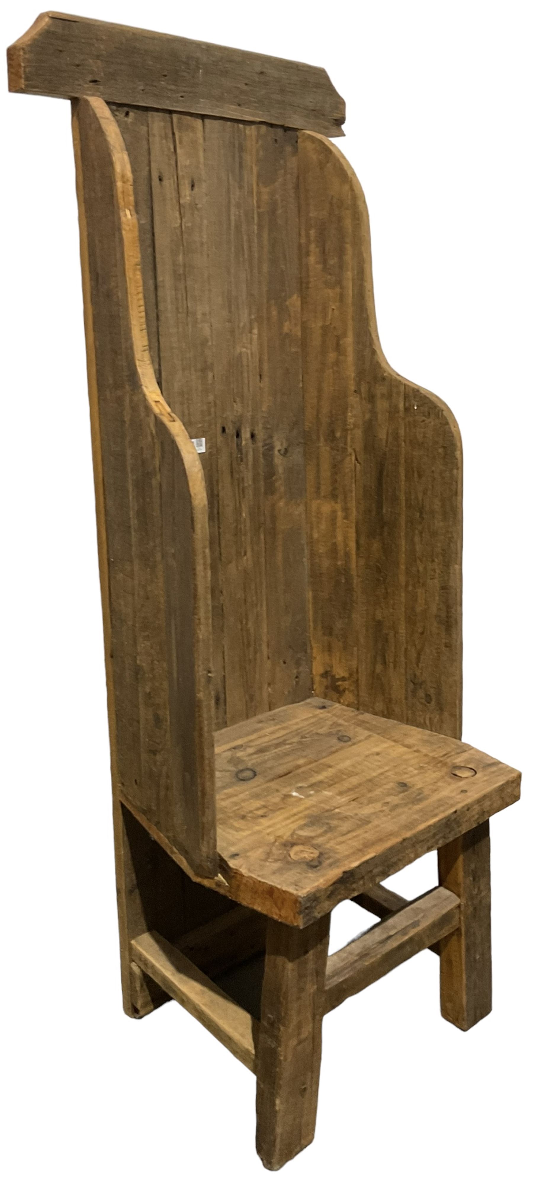 Reclaimed waxed pine high back boarded chair