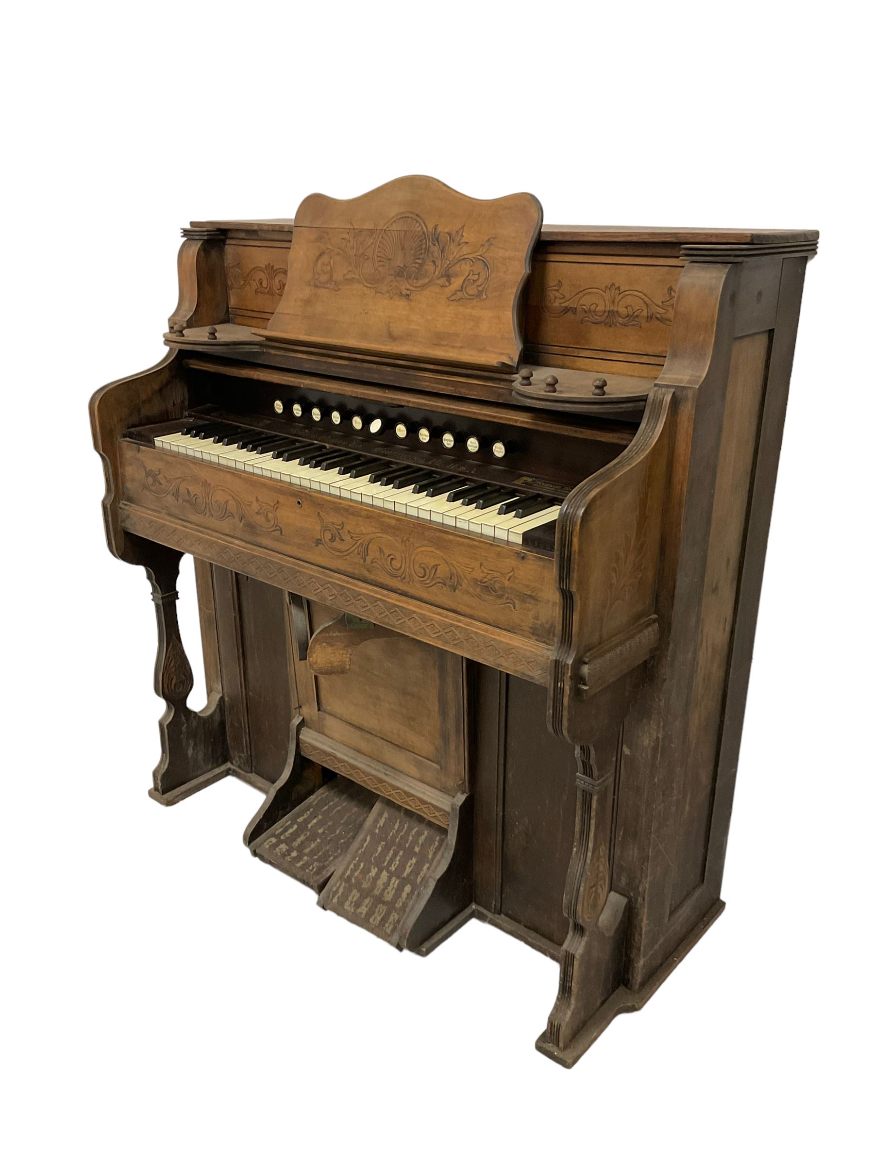 Early 20th century walnut cased American organ - Image 4 of 4