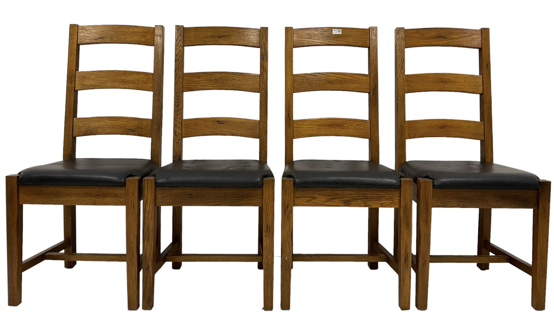 Set four of oak dining chairs with upholstered seat pads