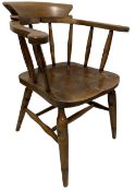 19th century elm and beech smokers bow armchair