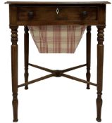 Regency mahogany work table with ivory escutcheon