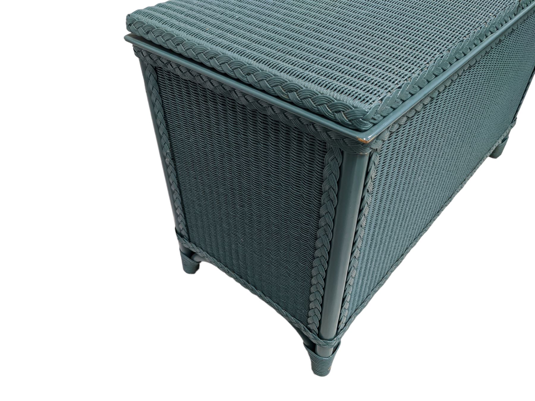 Lloyd Loom of Spalding - wicker blanket box painted in teal - Image 5 of 5