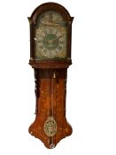 Dutch - 19th century 30-hr wall clock mounted on an inlaid mahogany bracket