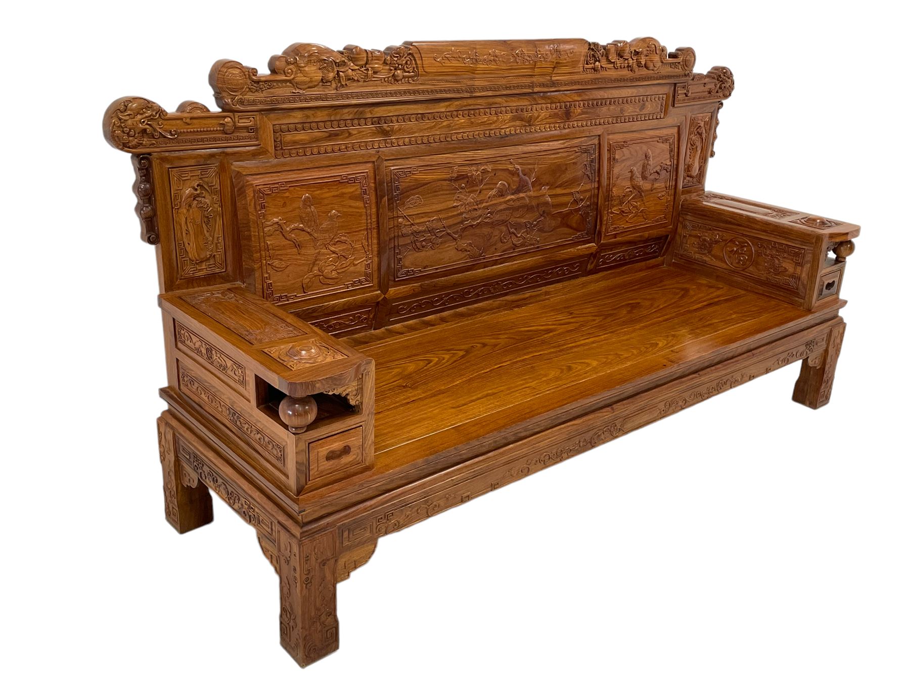 Chinese Imperial style hardwood throne room settee or sofa - Image 3 of 9