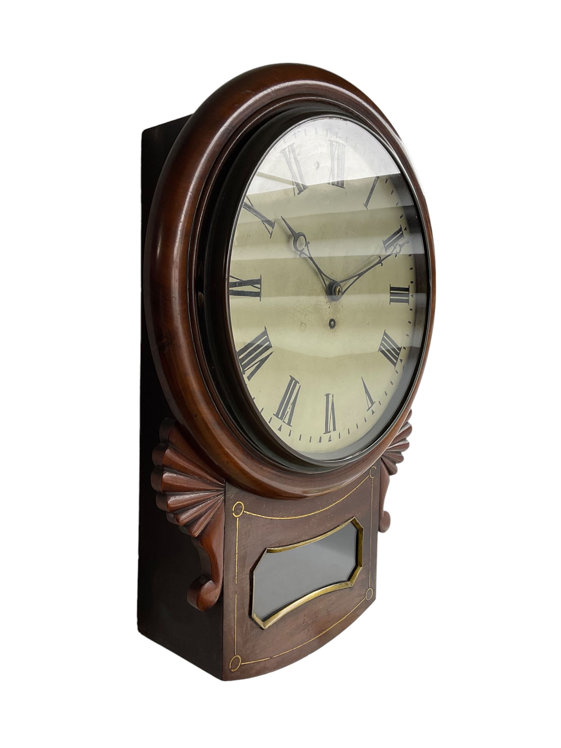 English - William IV drop dial 8-day fusee wall clock in a mahogany case - Image 2 of 4