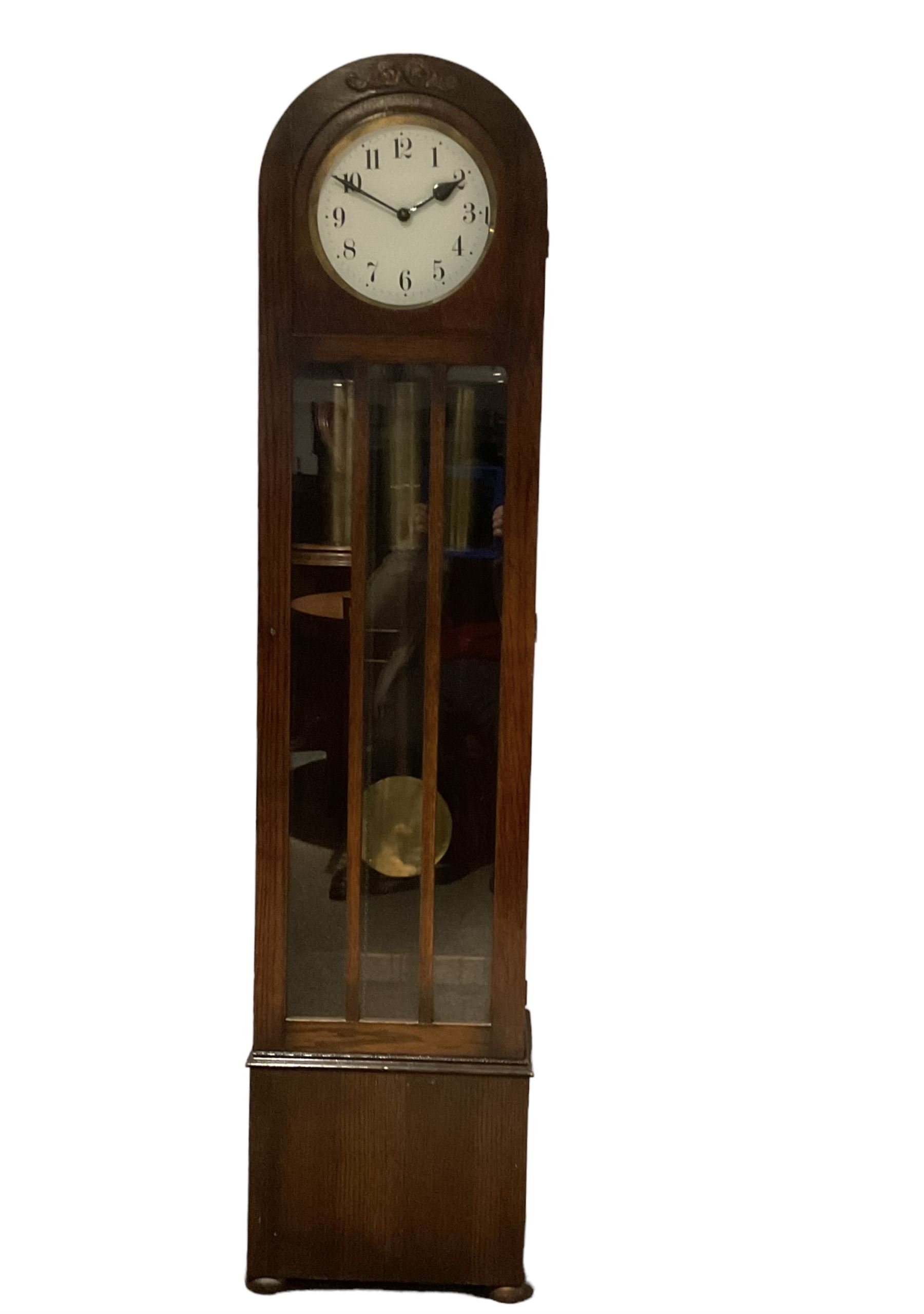 English - 1930's Westminster chime 8-day oak longcase clock