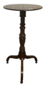 George III mahogany circular tripod table on high turned support