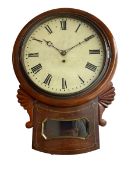 English - William IV drop dial 8-day fusee wall clock in a mahogany case