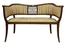 Edwardian mahogany and satinwood banded settee