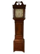 Unsigned - English mid-19th century oak and mahogany 30-hour longcase clock with a painted dial