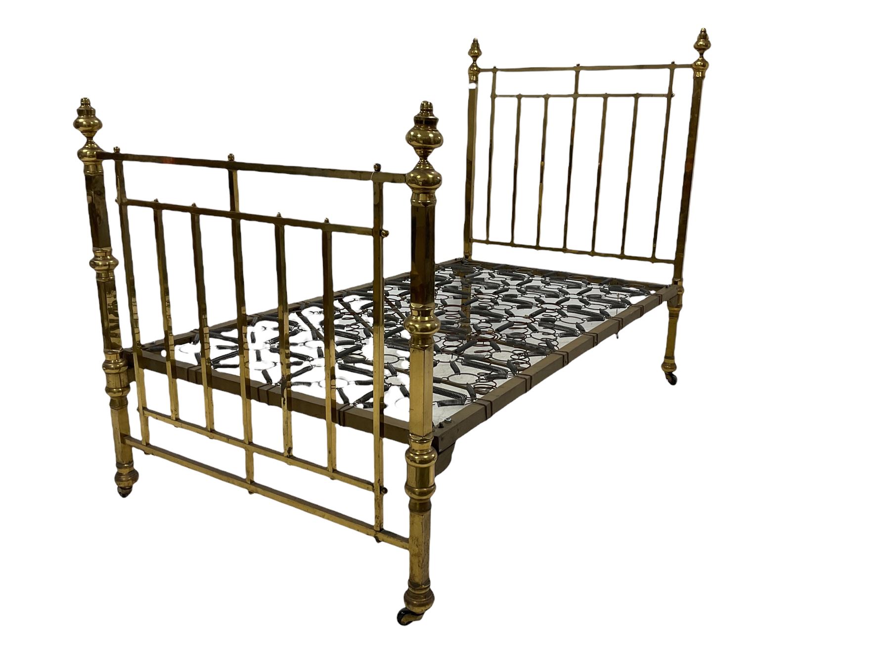 Victorian single brass bed with coil sprung mattress support
