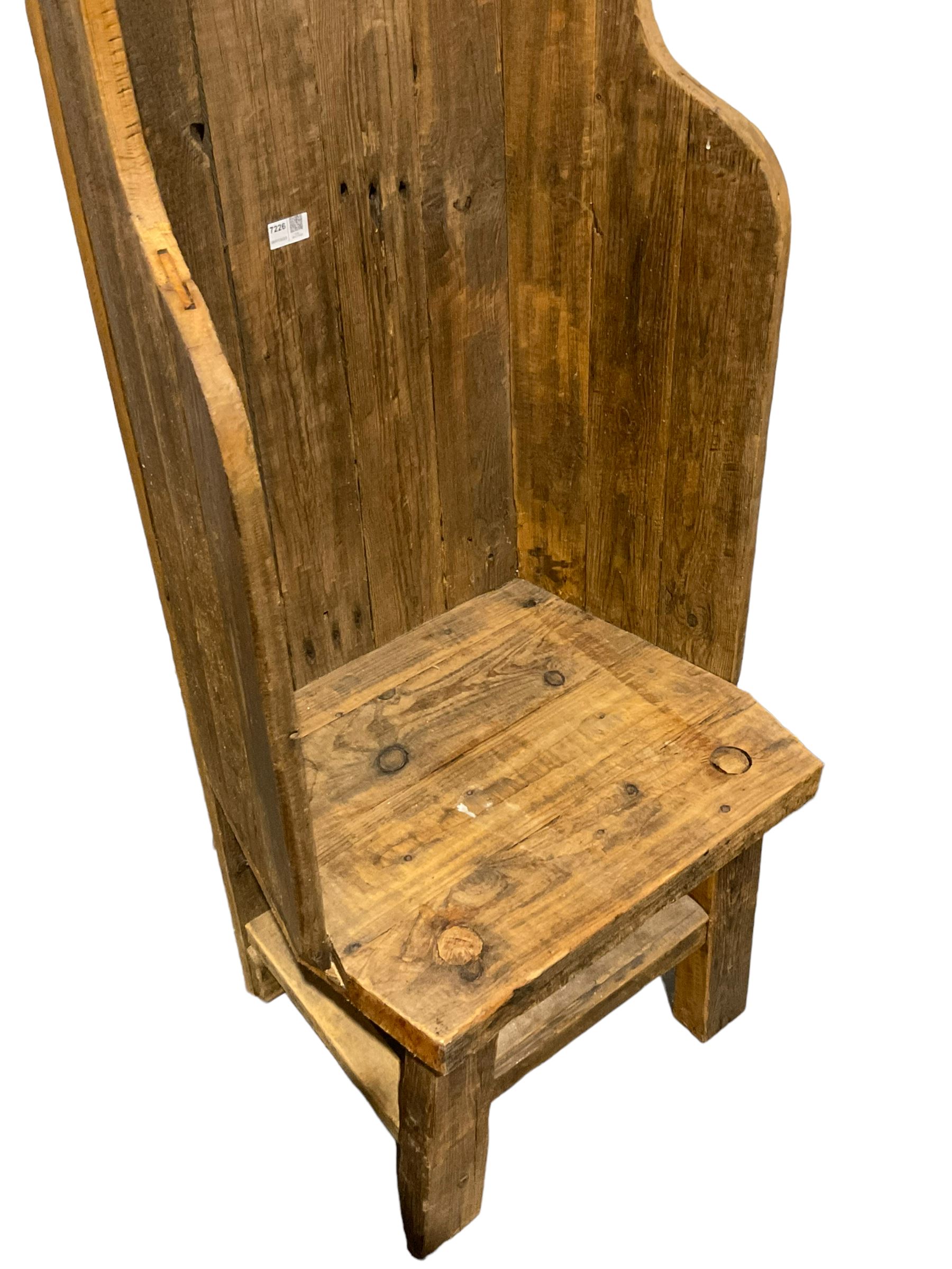 Reclaimed waxed pine high back boarded chair - Image 2 of 3