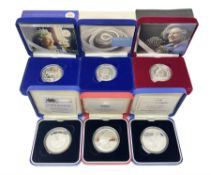 Six The Royal Mint United Kingdom silver proof five pound coins