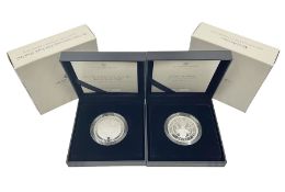 Two The Royal Mint United Kingdom 2021 silver proof piedfort five pound coins
