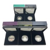 Five The Royal Mint United Kingdom 2018 silver proof piedfort five pound coins