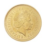 Queen Elizabeth II 2011 gold half sovereign coin