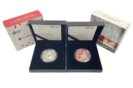 Two The Royal Mint United Kingdom 2020 silver proof piedfort five pound coins