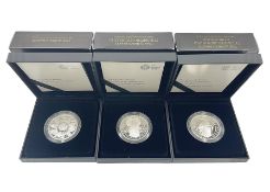 Three The Royal Mint United Kingdom 2021 'The Queen's Beasts' fine silver proof one ounce coins