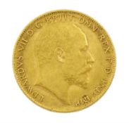 King Edward VII 1909 gold half sovereign coin