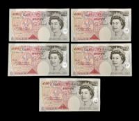 Five Bank of England Kentfield uncirculated fifty pound notes