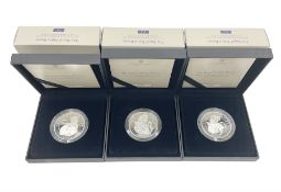 Three The Royal Mint United Kingdom 'The Royal Tudor Beasts' fine silver proof one ounce coins