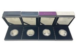 Four The Royal Mint United Kingdom 2017 silver proof piedfort five pound coins