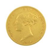 Queen Victoria 1871 gold half sovereign coin