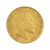 King Edward VII 1908 gold half sovereign coin