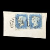 Pair of Queen Victoria 1840 two penny blue stamps