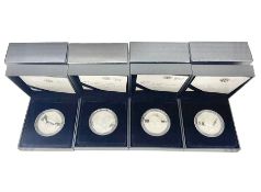 Four The Royal Mint United Kingdom silver proof five pound coins